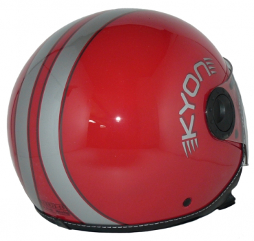 Preview: Jethelm rot mit Silberstreifen H710-RT