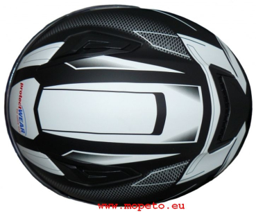 Preview: Motorradintegralhelm mit integrierter Sonnenblende und klappbarem Visier FS-818-SW schwarz weiß