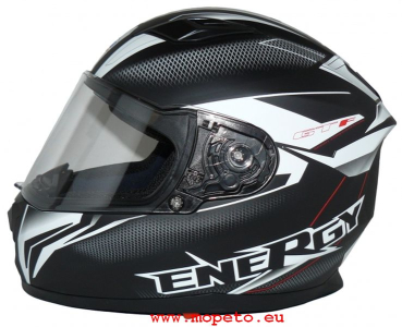 Preview: Motorradintegralhelm mit integrierter Sonnenblende und klappbarem Visier FS-818-SW schwarz weiß