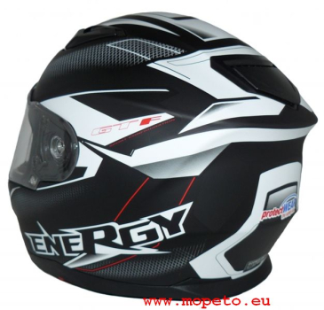 Preview: Motorradintegralhelm mit integrierter Sonnenblende und klappbarem Visier FS-818-SW schwarz weiß